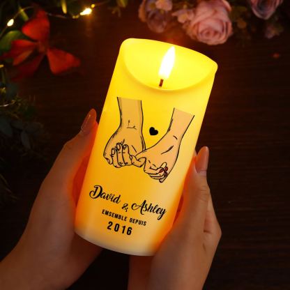 Bougie Électronique 2 Prénoms et Années Personnalisés Bougie LED Cadeau Coffret pour Couple | Jessemade