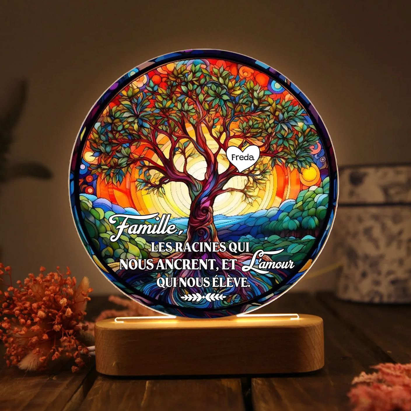 Lampe LED Arbre de Vie 1 Prénom Personnalisé Veilleuse Personnalisé pour Famille | Jessemade