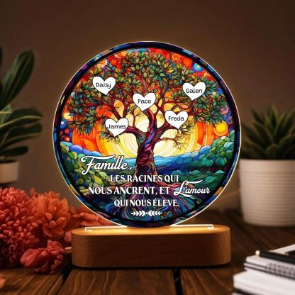 Lampe LED Arbre de Vie 5 Prénoms Personnalisé Veilleuse Personnalisé pour Famille | Jessemade