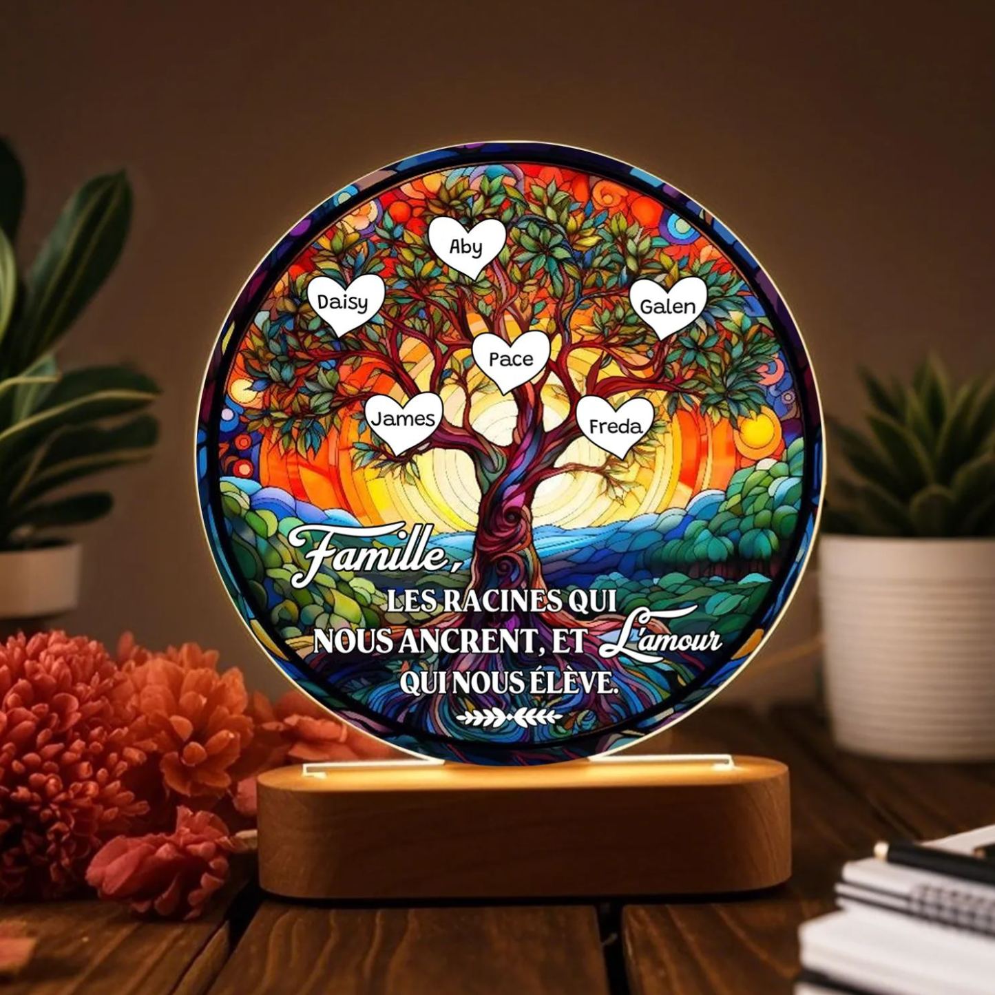 Lampe LED Arbre de Vie 6 Prénoms Personnalisé Veilleuse Personnalisé pour Famille | Jessemade