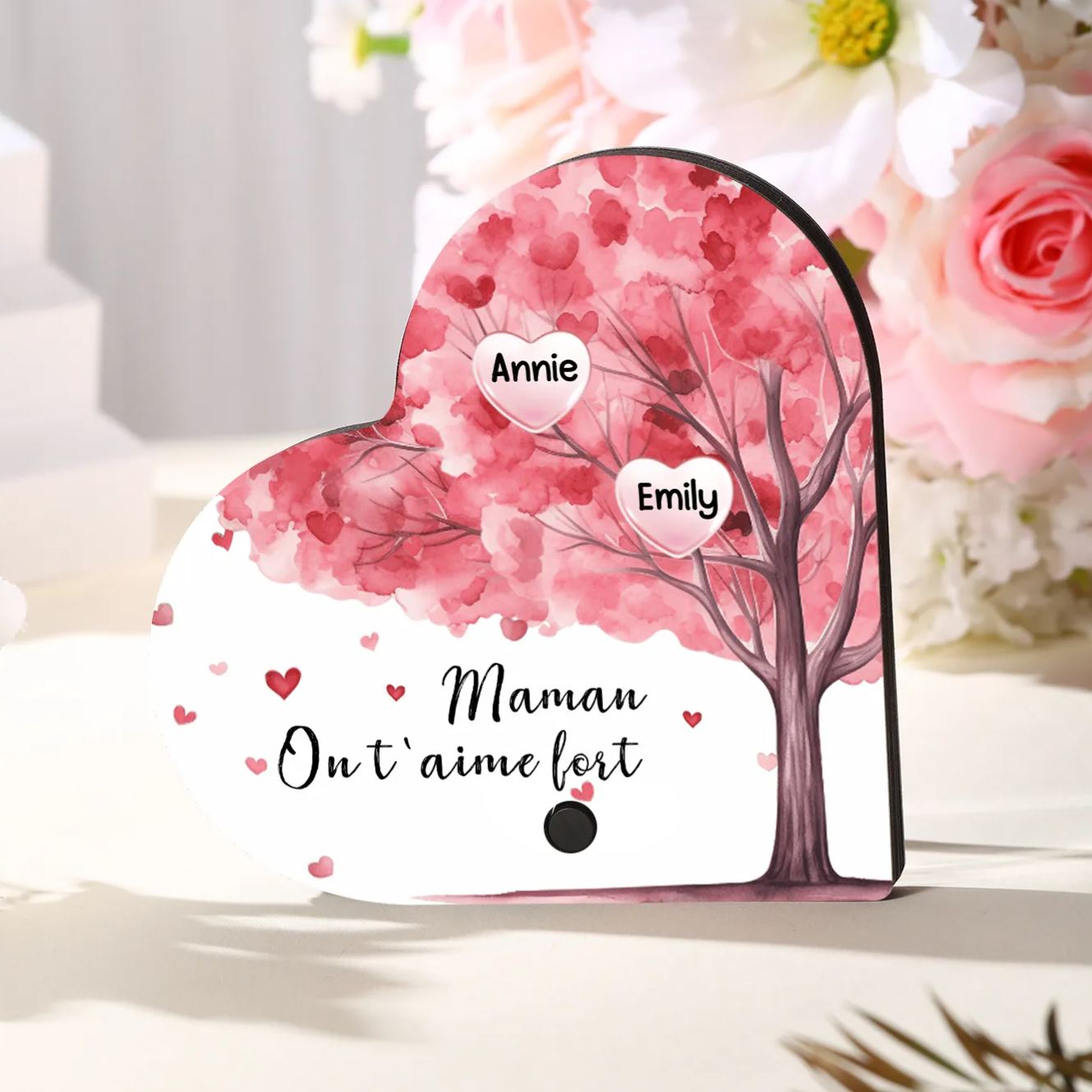 À Maman - Aimant Frigo Musical en forme de Coeur Personnalisé avec 2 Prénoms et Texte Aimant De Réfrigérateur pour Femme | Jessemade