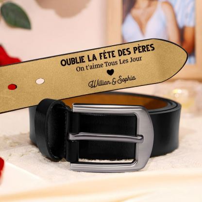 À Papa/Papi - Ceinture en Cuir Personnalisé avec 3 Textes et Lettre Cadeau pour Homme | Jessemade