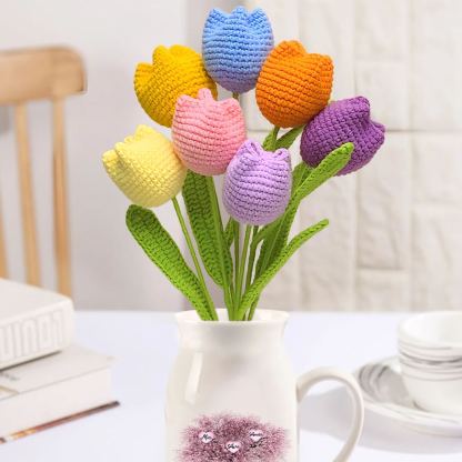 Bouquet de Fleurs au Crochet Fait Main – Roses, Tulipes ou Œillets en Fil Doux | Jessemade