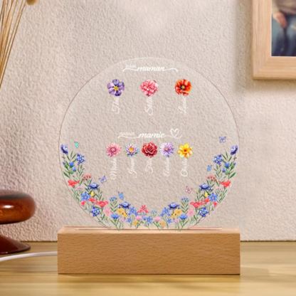 [Copy]À Maman/Mamie - Lampe de chevet LED Lumières Arbre 6 Prénoms et 2 Textes Personnalisés pour Famille