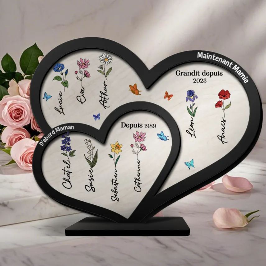 [Copy]À ma Maman/Mamie-Décoration en Bois 1-6 Prénoms Personnalisés Décoration la main dans la main | Jessemade