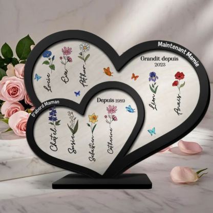 [Copy]À ma Maman/Mamie-Décoration en Bois 1-6 Prénoms Personnalisés Décoration la main dans la main | Jessemade