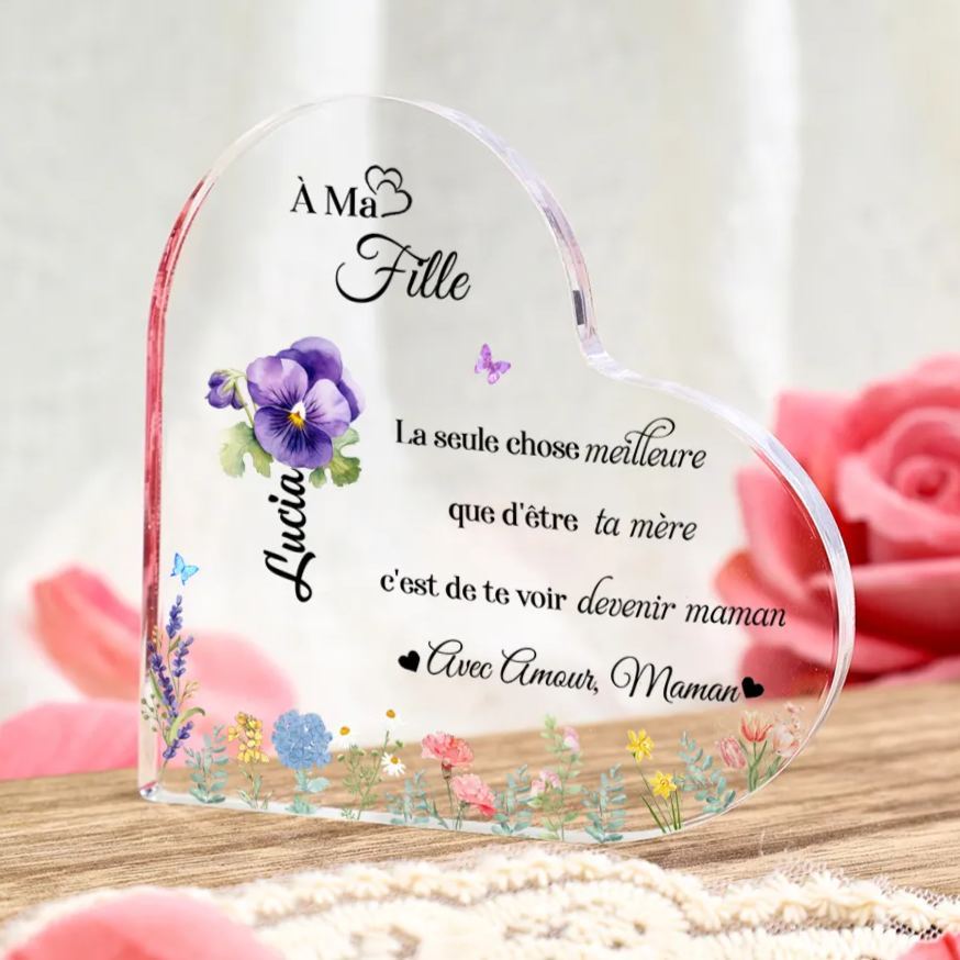 [Copy]À Maman - Plaque Acrylique Cœur 5 Textes Personnalisé Le jour où tu es devenue ma maman Déco de Maison | Jessemade