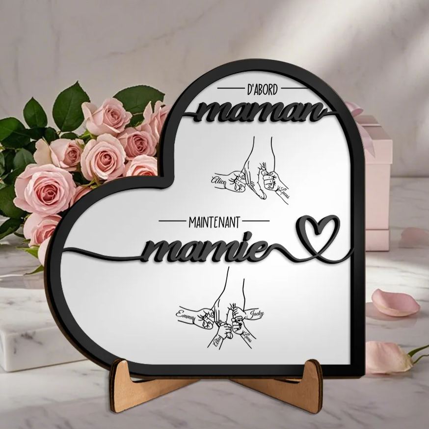 À ma Fille - Plaque Acrylique Cœur personnalisé avec 1 Prénom, Fleur de naissance et Texte Déco de Maison | Jessemade