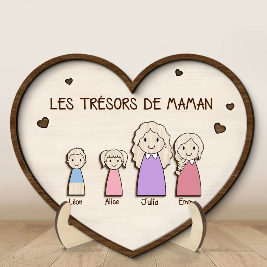À Maman-Cœur en bois personnalisé – décoration avec prénoms d’enfants | Jessemade