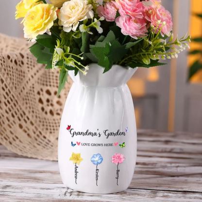 À Maman - Vase à Fleurs Personnalisé avec 21-6 prénoms et fleurs de naissance (sans plantes) | Jessemade