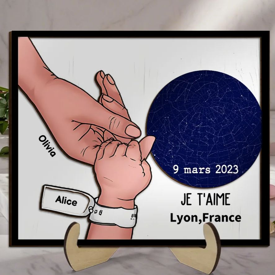 [Copy]À Maman - Décoration en bois Personnalisé avec Fleurs de Naissance et 1-10 Prénoms Décoration pour Maman | Jessemade