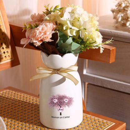 À Maman/Mamie - Vase Personnalisés avec 3-8 Prénoms et 1 Texte Vase en Céramique (sans fleurs) | Jessemade