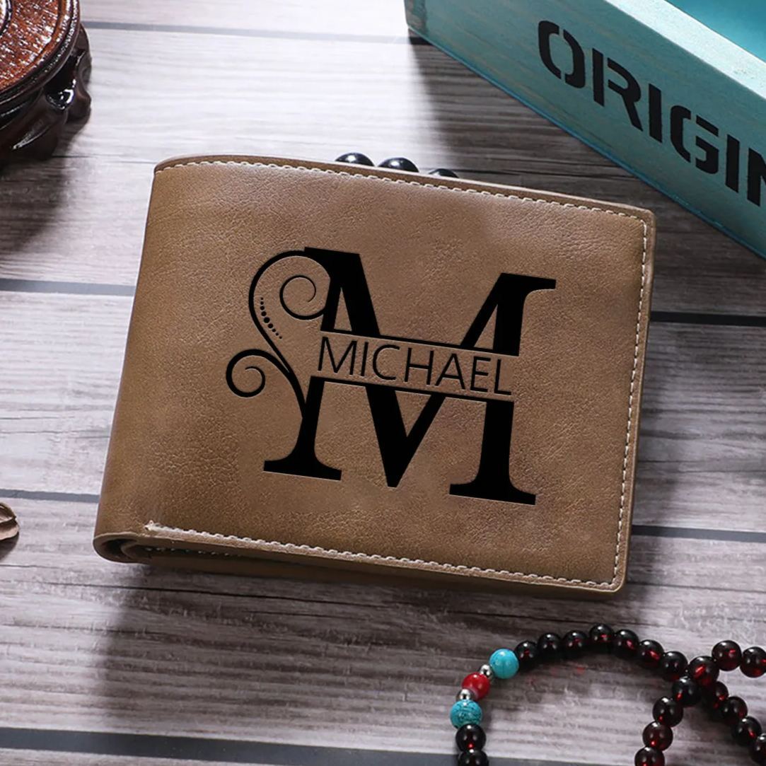 À mon Papa-Portefeuille Personnalisé avec 1 Prénom et 1 Lettre Portefeuille Classique Homme | Jessemade