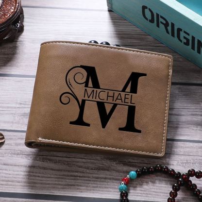 À mon Papa-Portefeuille Personnalisé avec 1 Prénom et 1 Lettre Portefeuille Classique Homme | Jessemade