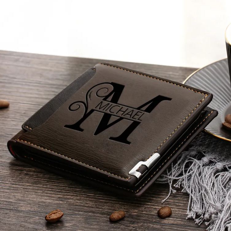 À mon Papa-Portefeuille Personnalisé avec 1 Prénom et 1 Lettre Portefeuille Classique Homme | Jessemade