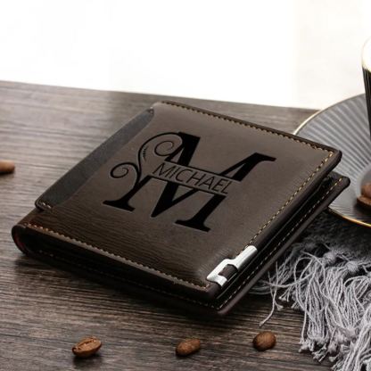 À mon Papa-Portefeuille Personnalisé avec 1 Prénom et 1 Lettre Portefeuille Classique Homme | Jessemade