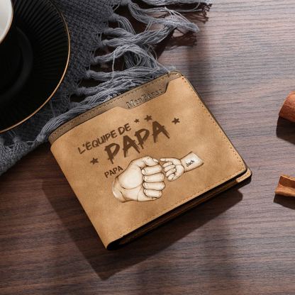 À mon Papa-Portefeuille Poings 3 Prénoms Personnalisés avec Texte et Photo Classique Homme | Cadeau Fête des Pères | Jessemade