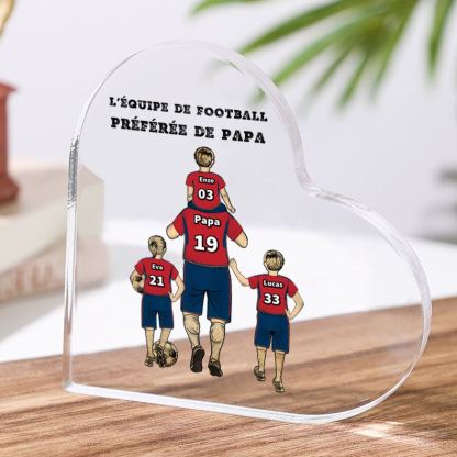[Copy]Plaque Acrylique en Forme de Cœur Football Famille 2-4 Prénoms Personnalisés | Cadeau Fête des Pères | Jessemade