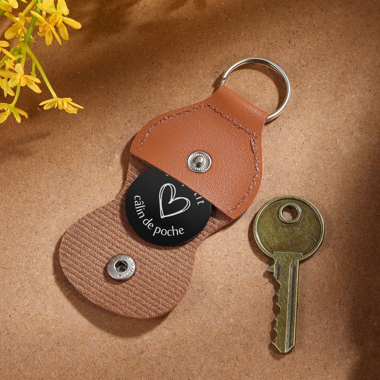 [Copy]À mon Papa - Porte-Clés Cuir Date et Texte Personnalisés avec Photo | Cadeau Fête des Pères | Jessemade