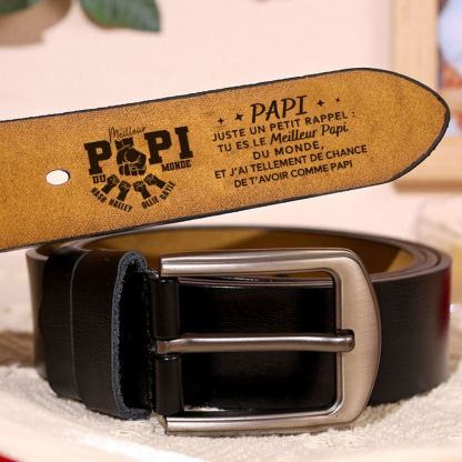 À mon Papi - Ceinture Personnalisée Cuir 1-4 Prénoms et Poings | Cadeau Fête des Grands-Pères | Jessemade