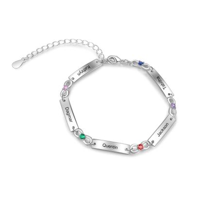 Bracelet infini Bracelet Pierre De Naissance avec 1-5 Prénoms Personnalisé pour Femme｜Jessemade