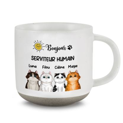 Mug Céramique Chats Illustrés - Serviteur Humain