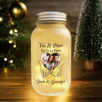 Bocal Solaire LED Personnalisable Photo Bouteille Lumineuse Couple