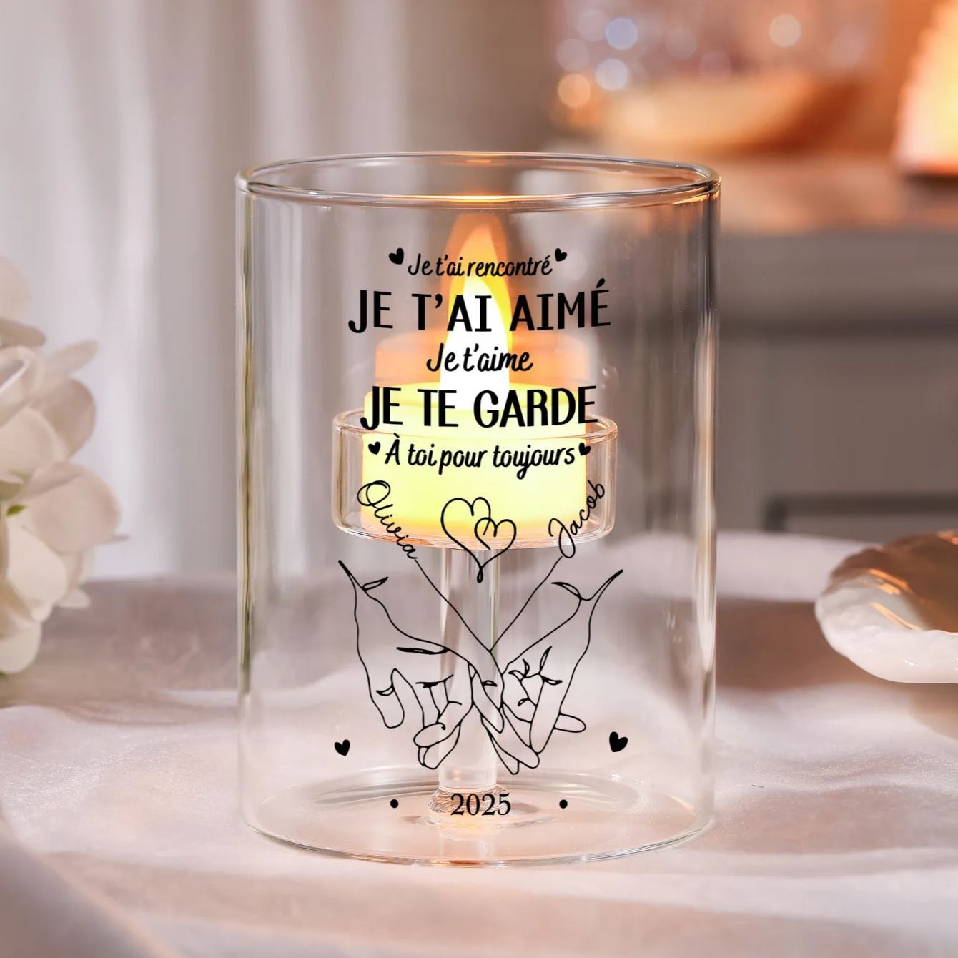 Bougie Led Personnalisé pour Couple  « Promesse du petit doigt »