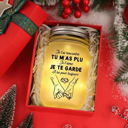 Bouteille Lumineuse Personnalisé – Bocal lumineux Solaire Couple « promesse du petit doigt »