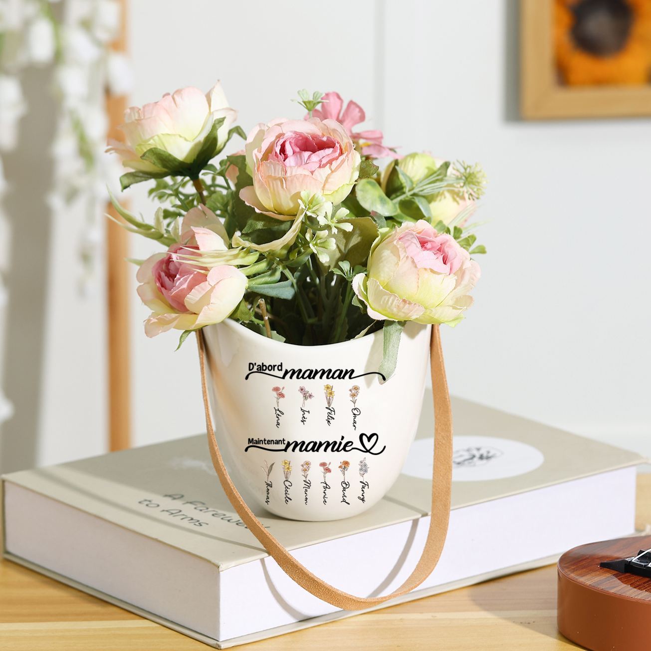 Pot mural Personnalisé en Céramique avec Fleur de Naissance