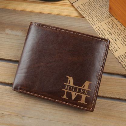 Portefeuille 1 Prénom Personnalisé avec Lettre et Texte Classique Homme Porte-Monnaie Carte