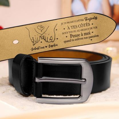 Ceinture Homme Personnalisée avec Message Amoureux et Coquin – Cadeau Romantique pour Couple, Mari ou Petit Ami