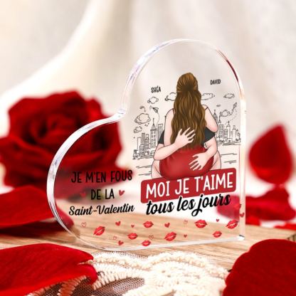 Plaque Acrylique Cœur Personnalisée – « Je t’aime tous les jours » – – Cadeau Saint-Valentin pour Couple