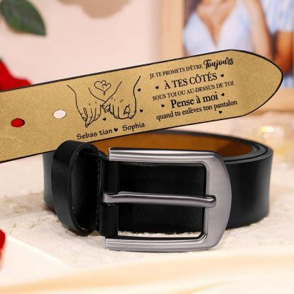 Ceinture Homme Personnalisée avec Message Amoureux et Coquin – Cadeau Romantique pour Couple, Mari ou Petit Ami