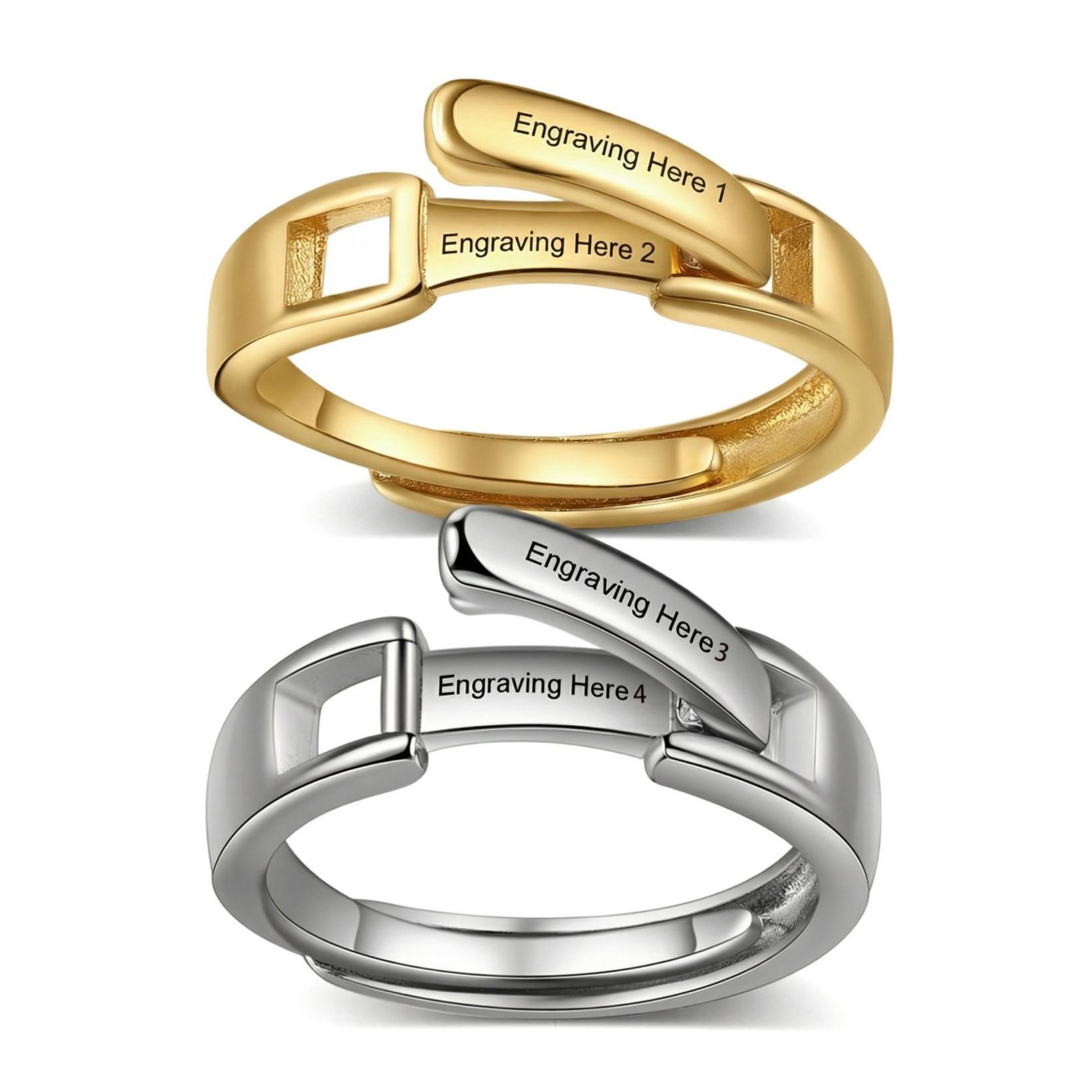 À mon Homme - 2PCS Bague Réglable Couple 4 Textes Personnalisés Alliance