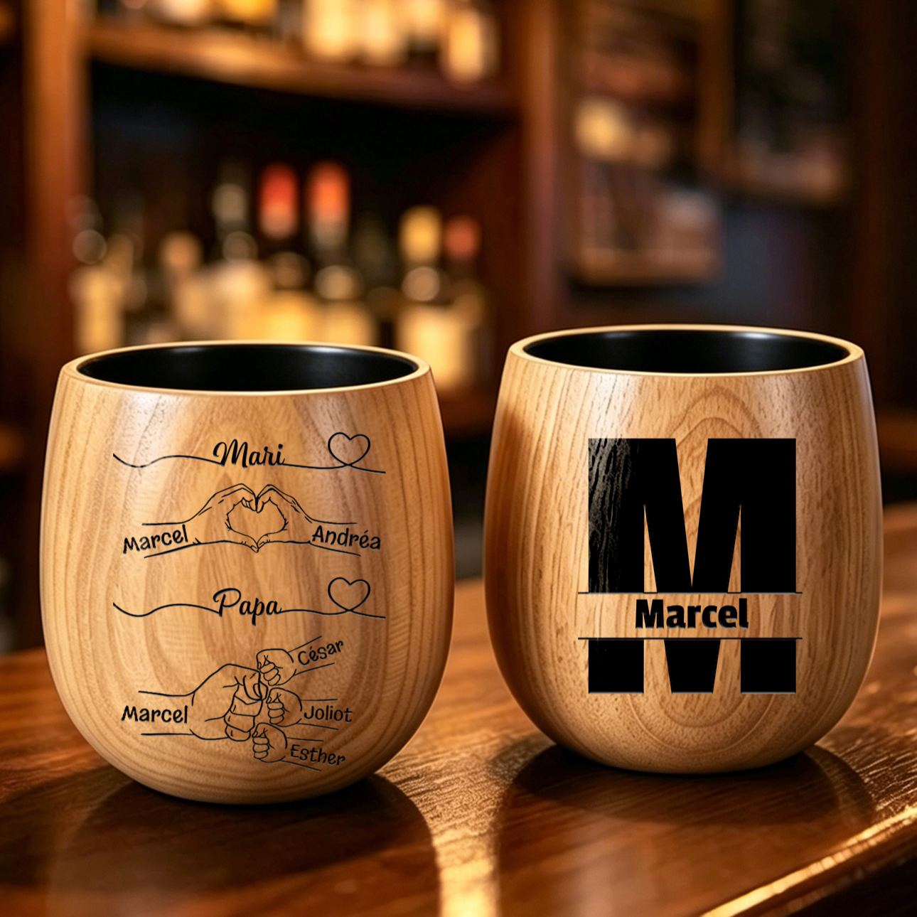 Verre à whisky en bois Personnalisé pour Mari ou Papa