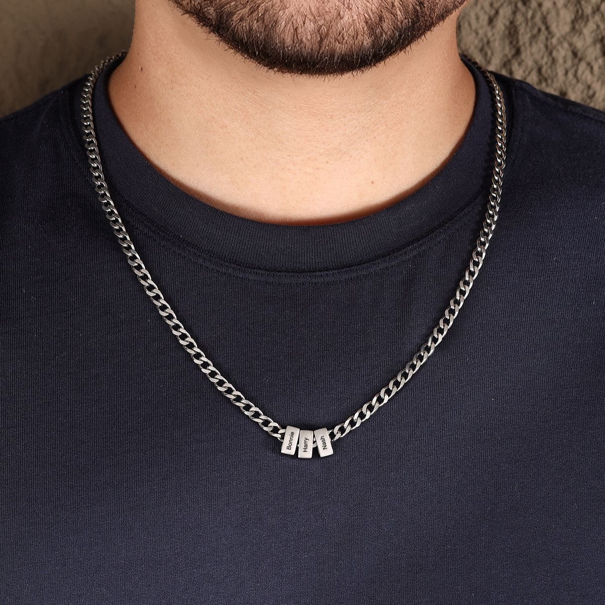Collier à Maillons Cubains Personnalisé pour Homme avec 1 à 6 Prénoms