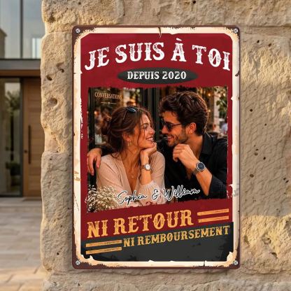 Plaque en Métal Personnalisée Couple avec 2 Prénoms et Année – Décoration Murale Romantique