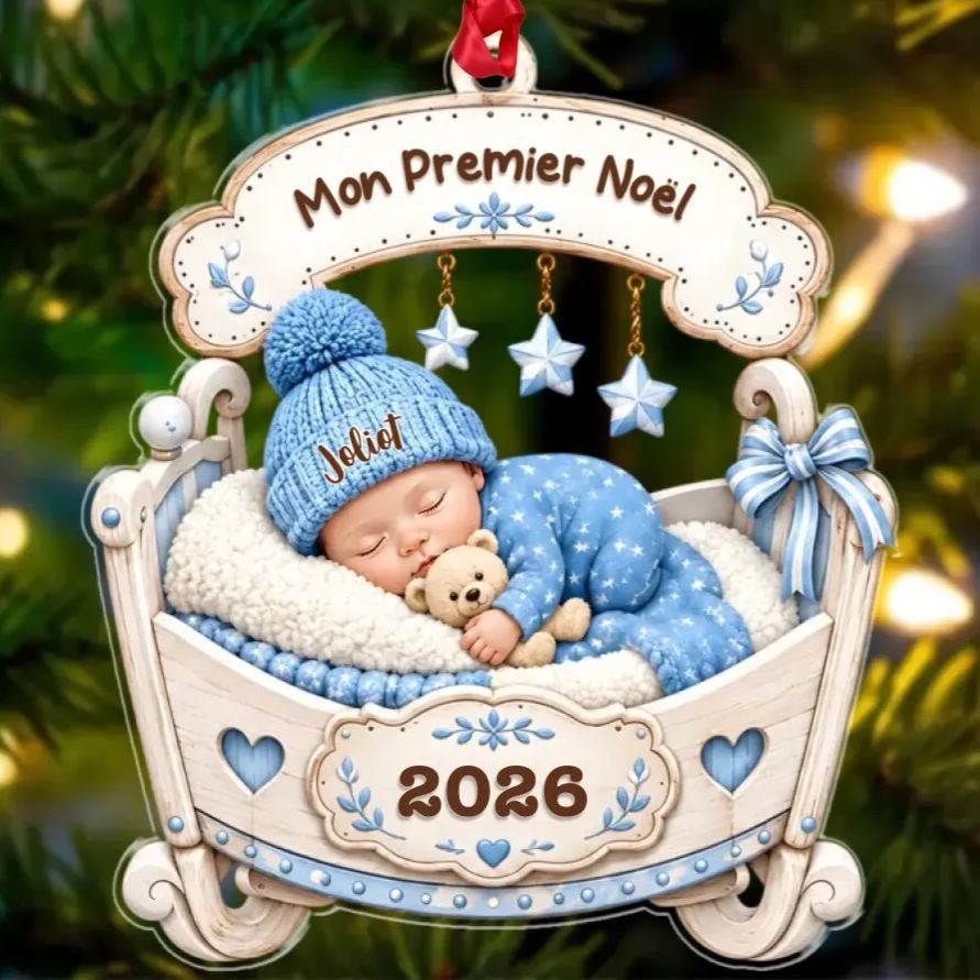 Décoration de Sapin de Noël Personnalisée en forme de Berceau Ornement pour le Premier Noël de Bébé