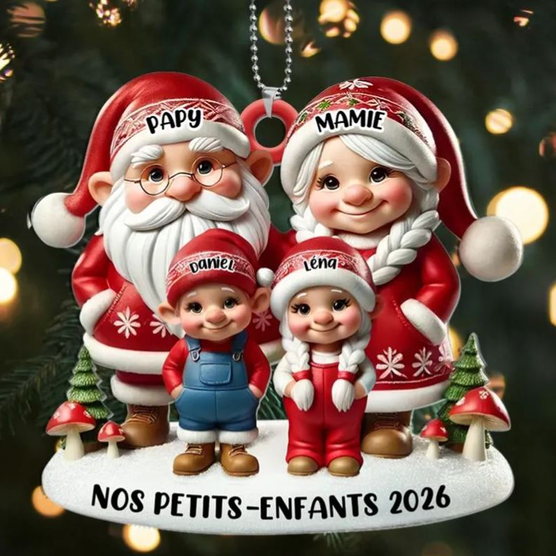 Décoration Sapin Noël Personnalisée Famille - Papy Mamie Lutin