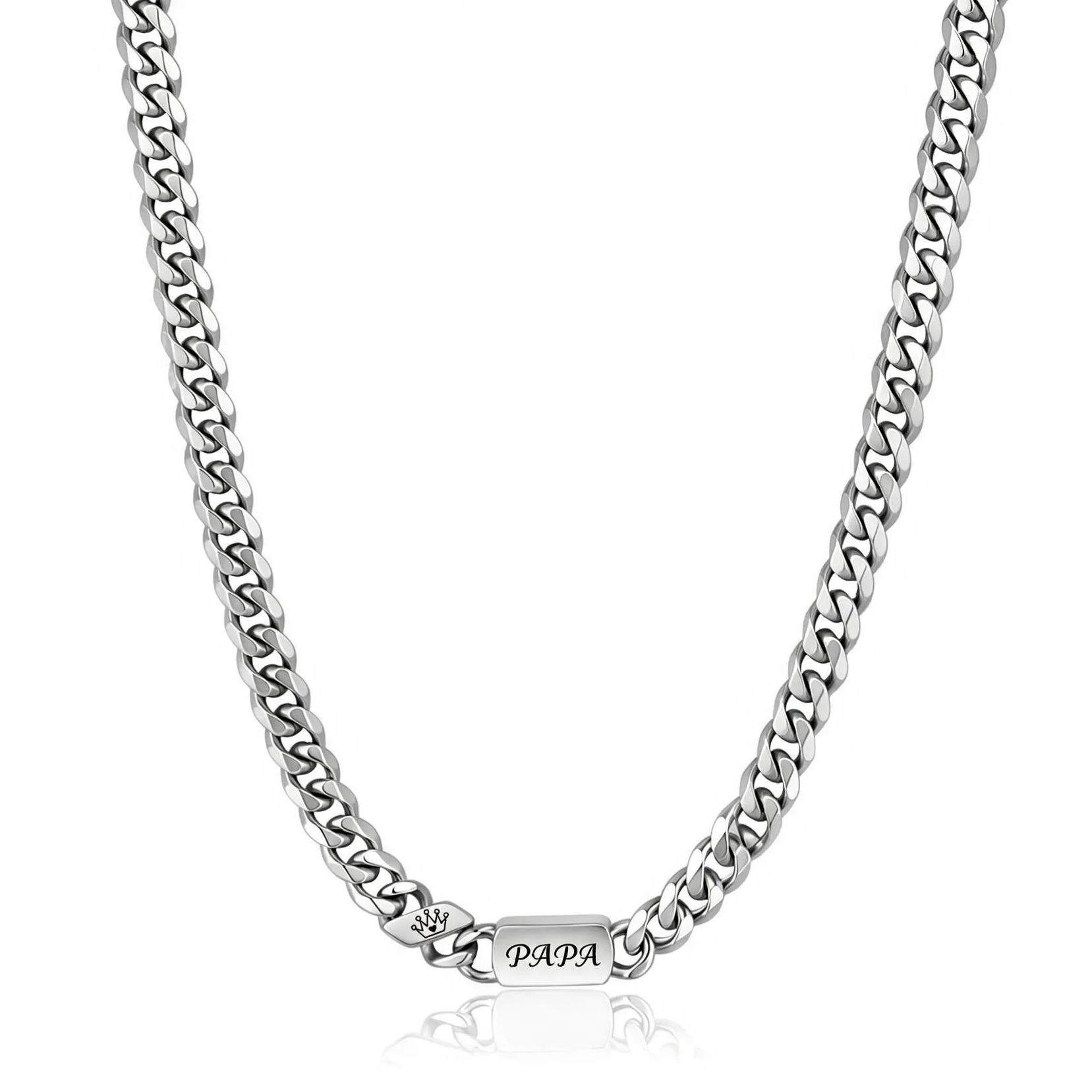 Collier à Maillons Cubains Personnalisé avec 1 à 6 Prénoms ou Symboles Pour Homme