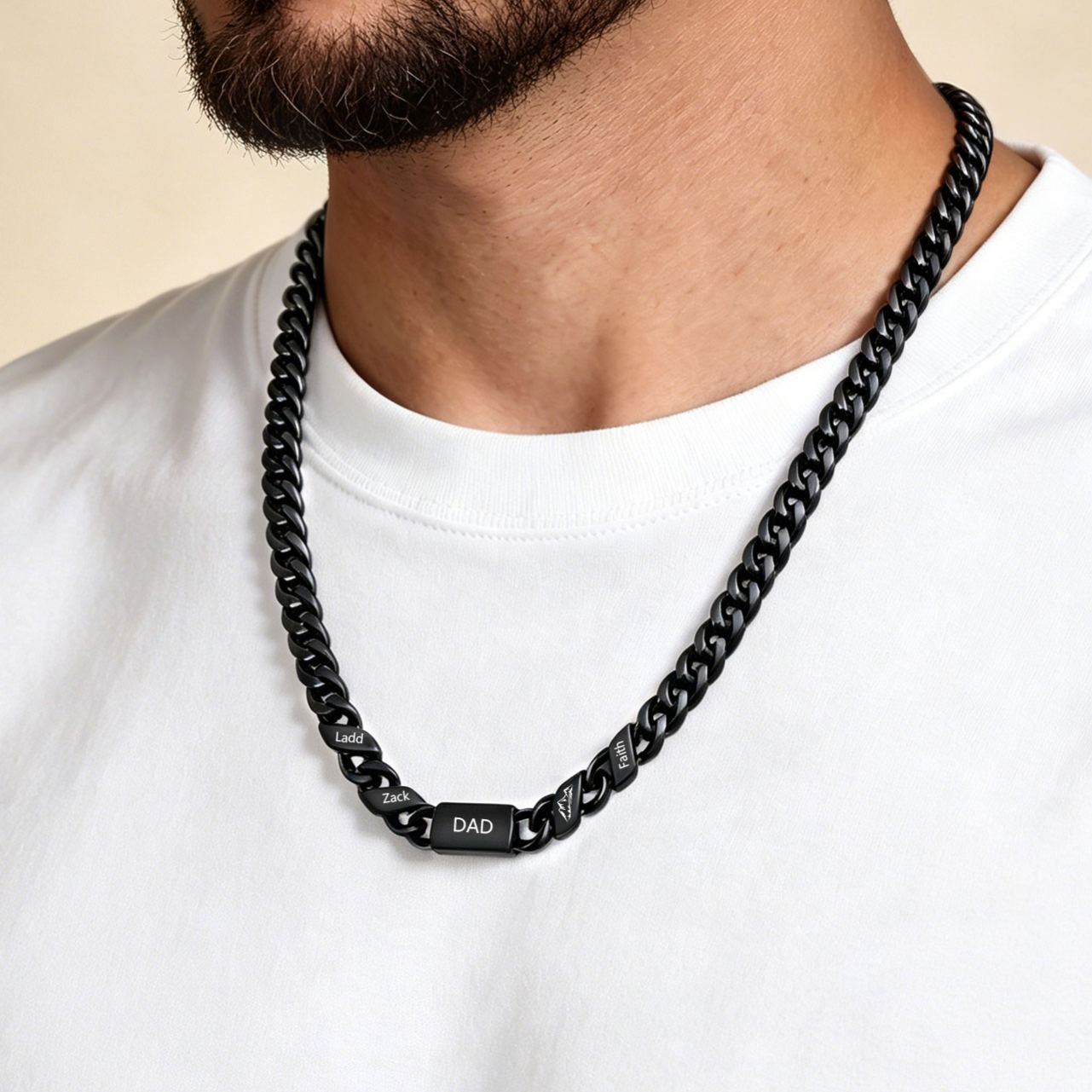 Collier à Maillons Cubains Personnalisé avec 1 à 6 Prénoms ou Symboles Pour Homme