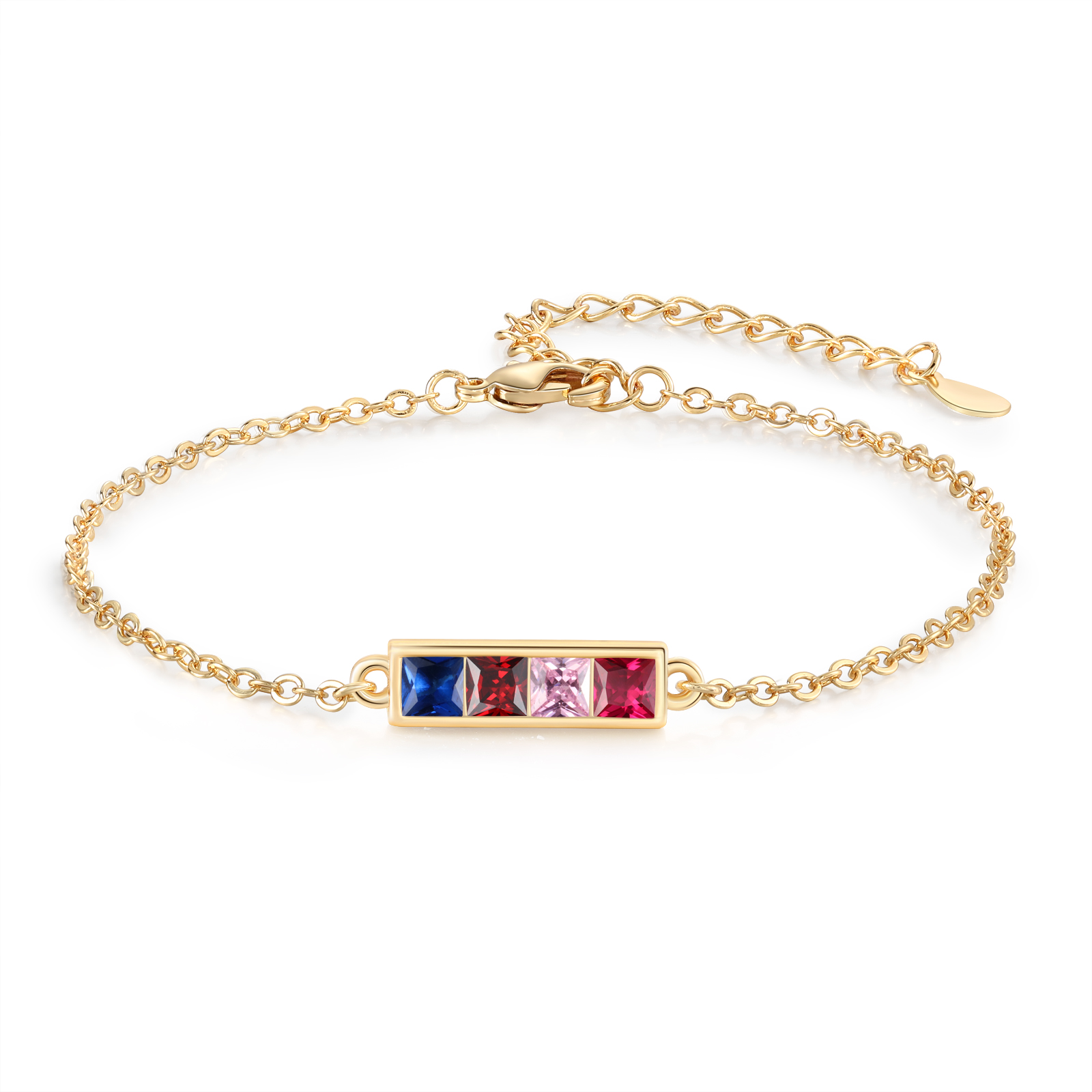 Bracelet en Argent 925 avec Pierres de Naissance, personnalisable avec 1 à 6 Pierres, Bracelet Minimaliste et Délicat en Or