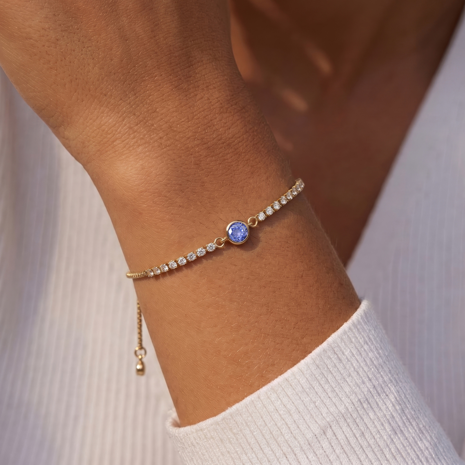 Bracelet Tennis Personnalisé avec 1 à 6 Pierres de Naissance