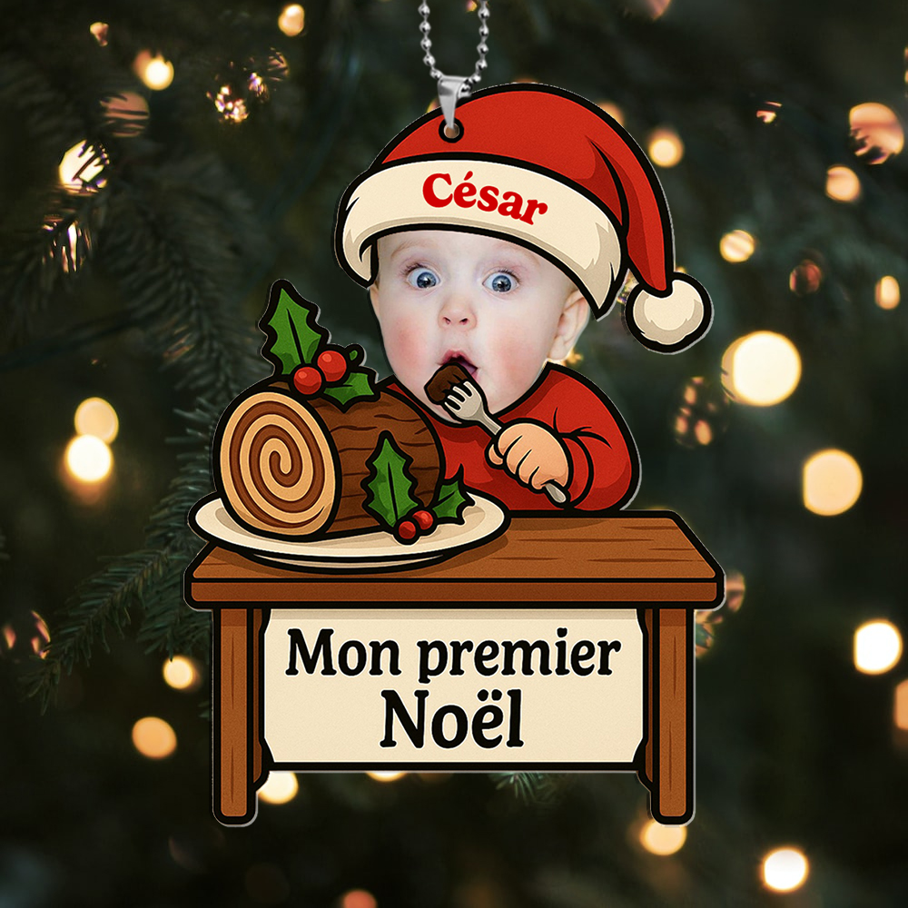 Décoration Sapin Noël Bûche de Noël - 1er Noël de Bébé