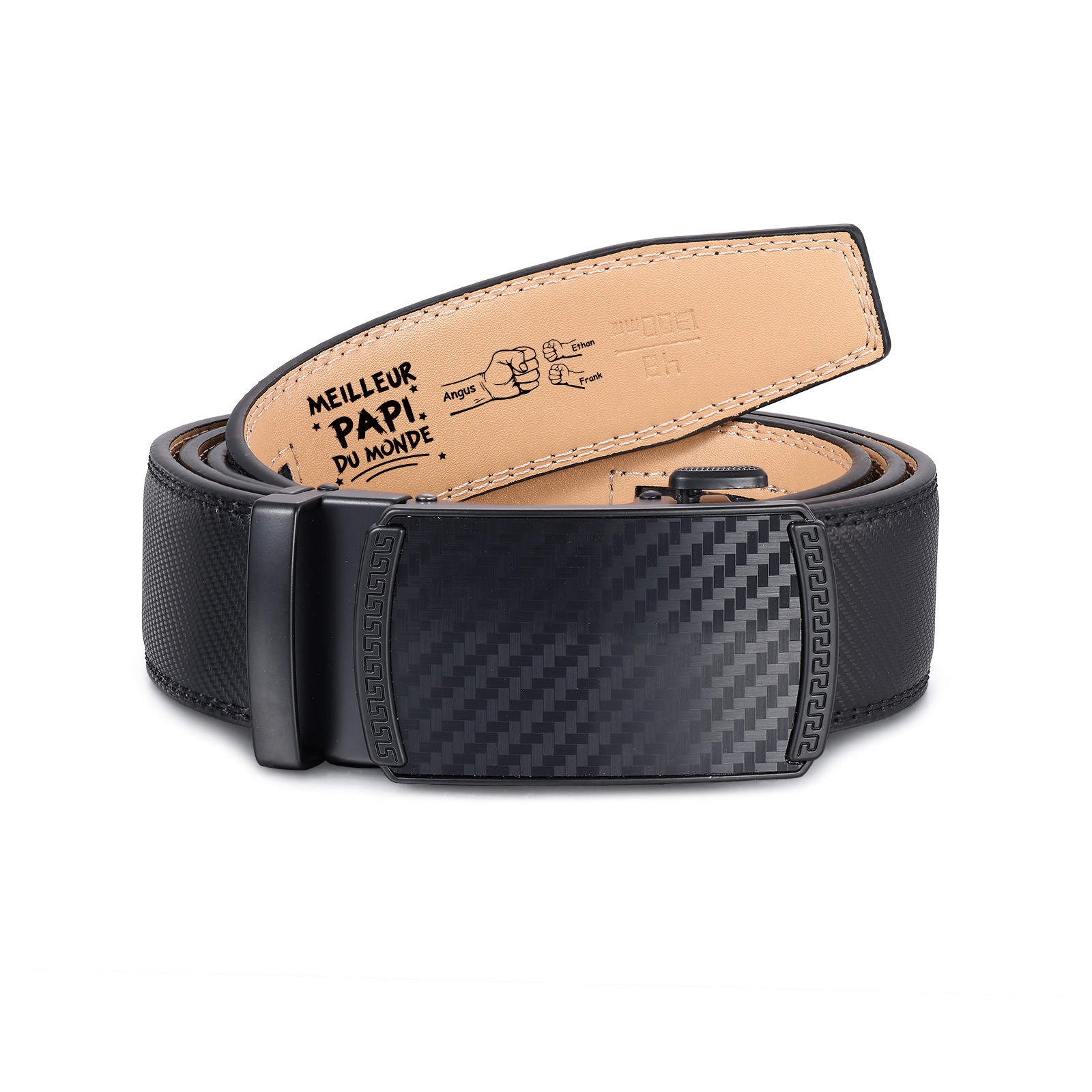 À mon Papi - Ceinture Personnalisée avec 2-6 Prénoms et Poings en Noir Cadeau Pratique pour Fête Des Grands-Pères | Jessemade