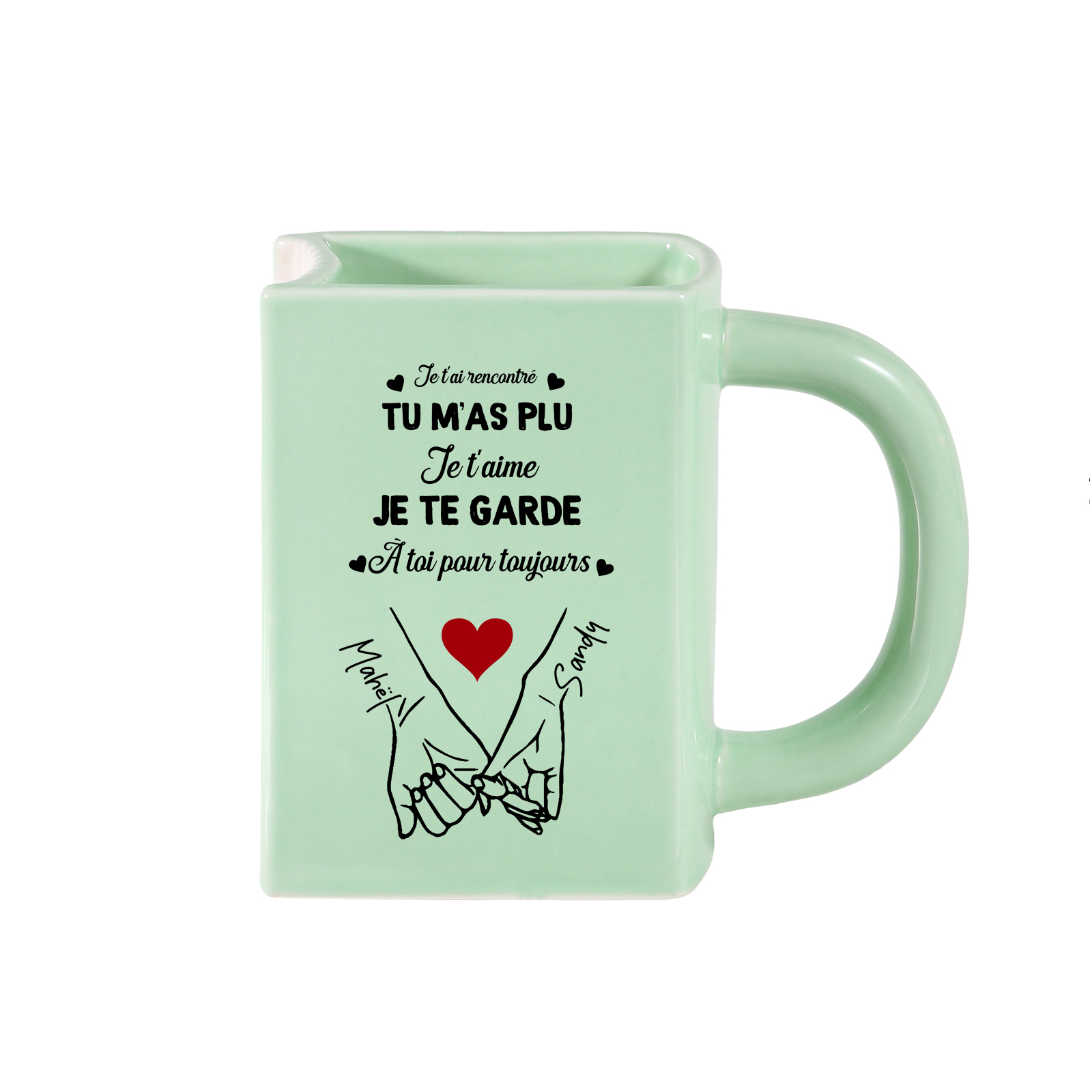Vase Livre en Céramique Personnalisé avec 2 Prénoms et une Date pour Couple