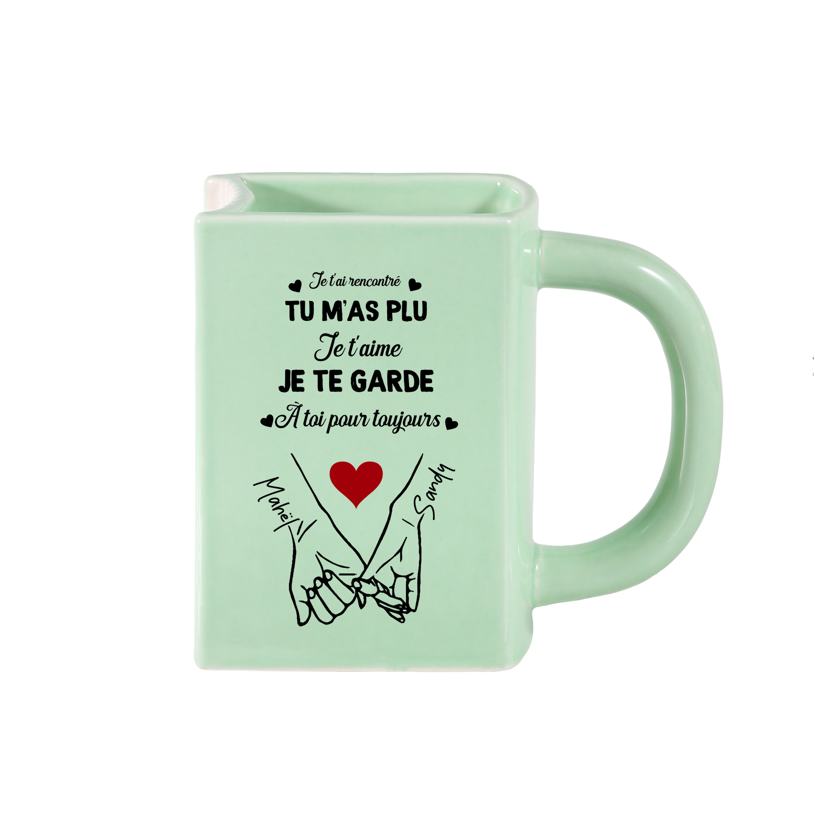 Vase Livre en Céramique Personnalisé avec 2 Prénoms et une Date pour Couple