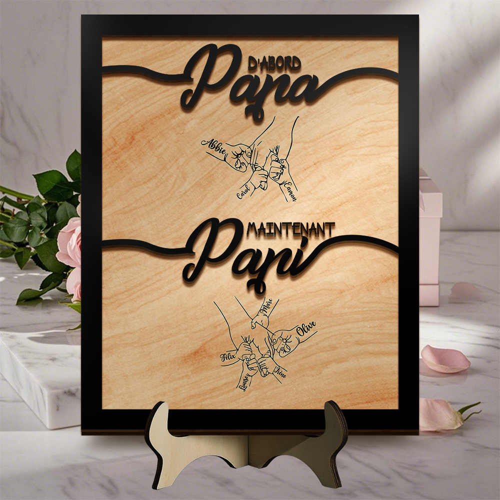 Plaque en bois personnalisée "D'abord papa, maintenant papi"