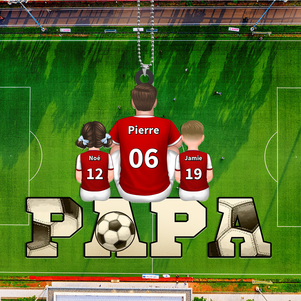 Ornement/Porte-Clés familial : maillot de football personnalisé pour papa